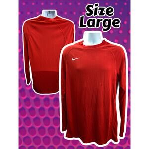 Nike Stock Dri-FIT Long Sleeve Baseball Top Men's L Red DC7429-657